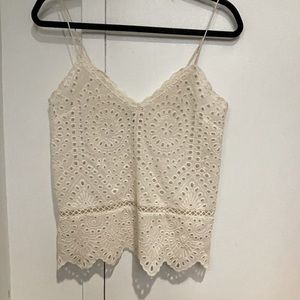 Saylor Eyelet Tank, XS, White